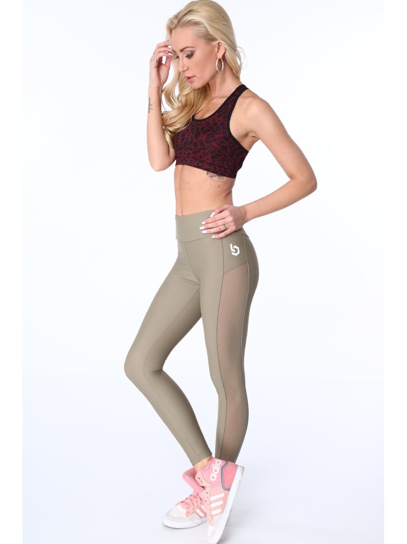 Leggings mit transparentem Khaki-Streifen MR13861 – Online-Shop – Boutique